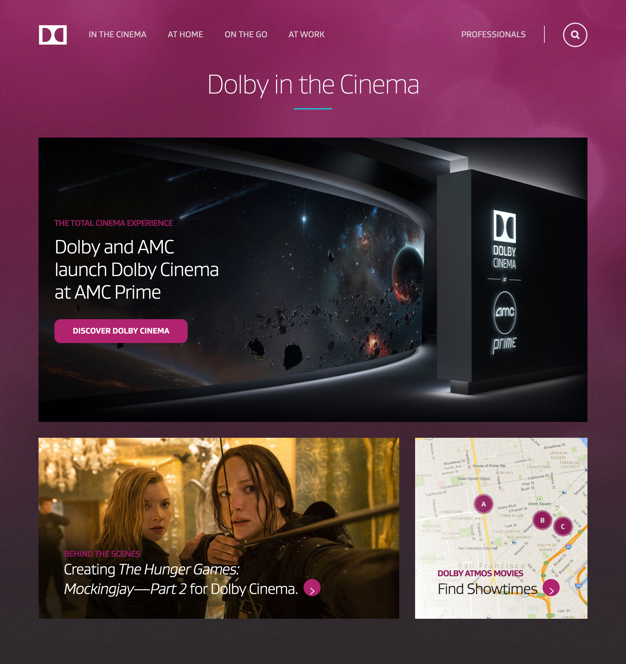 Legacy Dolby homepage before redesign